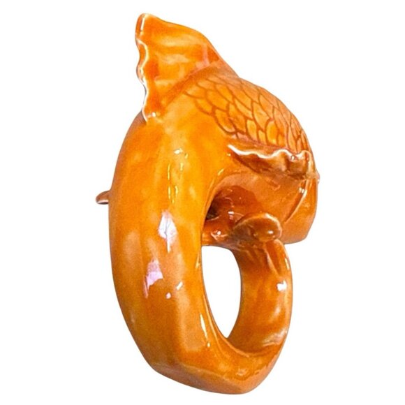 Set Of 2 Pottery Barn Bright Orange Ceramic Fish-Shaped Napkin Rings - Picture 6 of 9